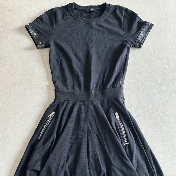 Diesel Stud Detail Faux Leather Trim Skater Dress - Picture 3 of 7